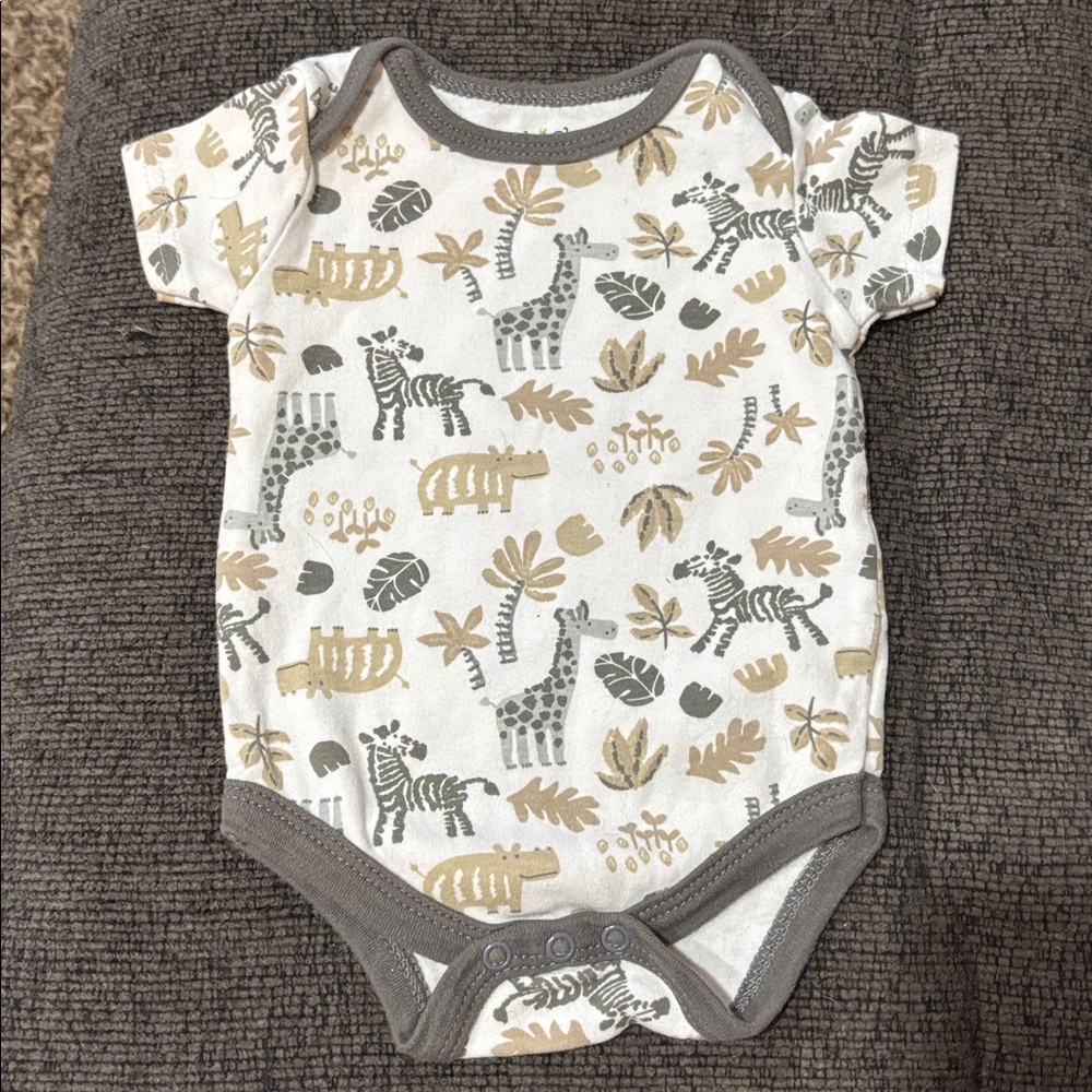 Chick Pea White and Gray Animal Print Bodysuit